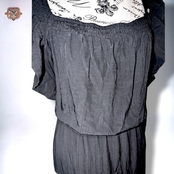 Pretty Garden Boho Black Off the Shoulder Maxi Dress, XL - Picture 5 of 8